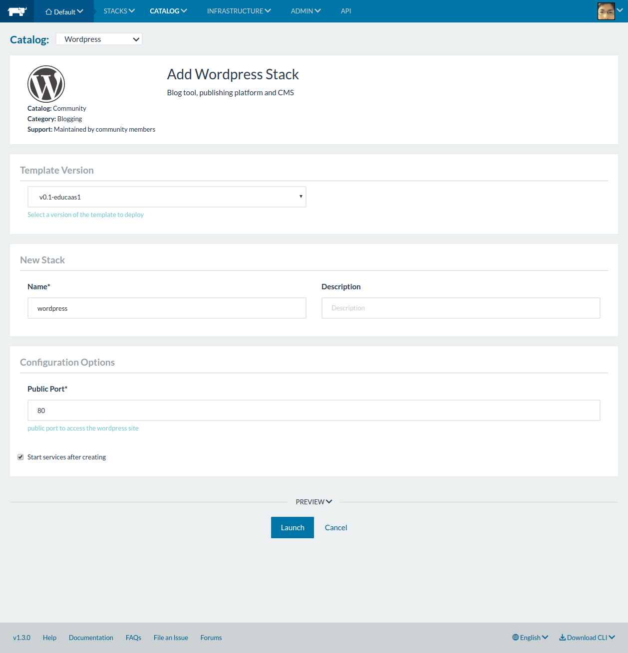 Rancher WordPress stack